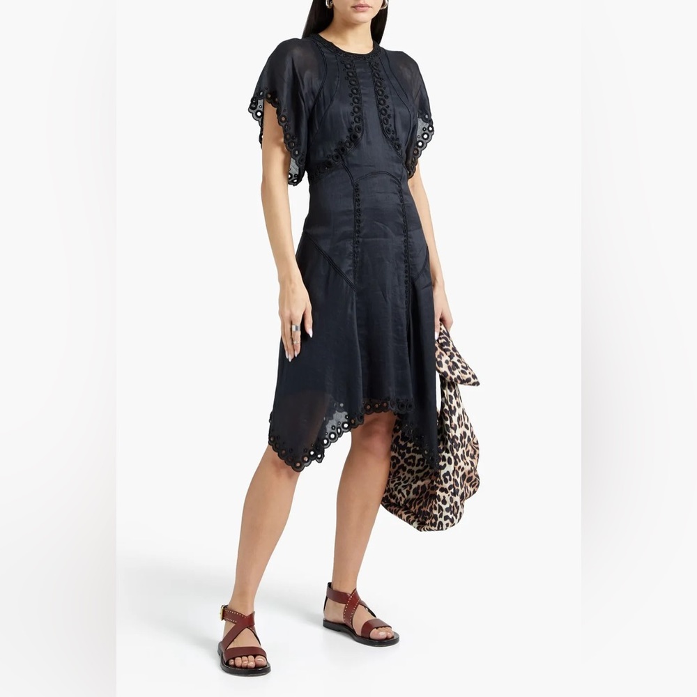 Isabel Marant Dress With Beaded Flutter Sleeve Dress $3200 NWT Size L